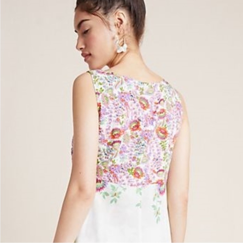 BOGO! Anthropologie Analise Floral Midi Dress Cream Size 2 - Picture 11 of 12